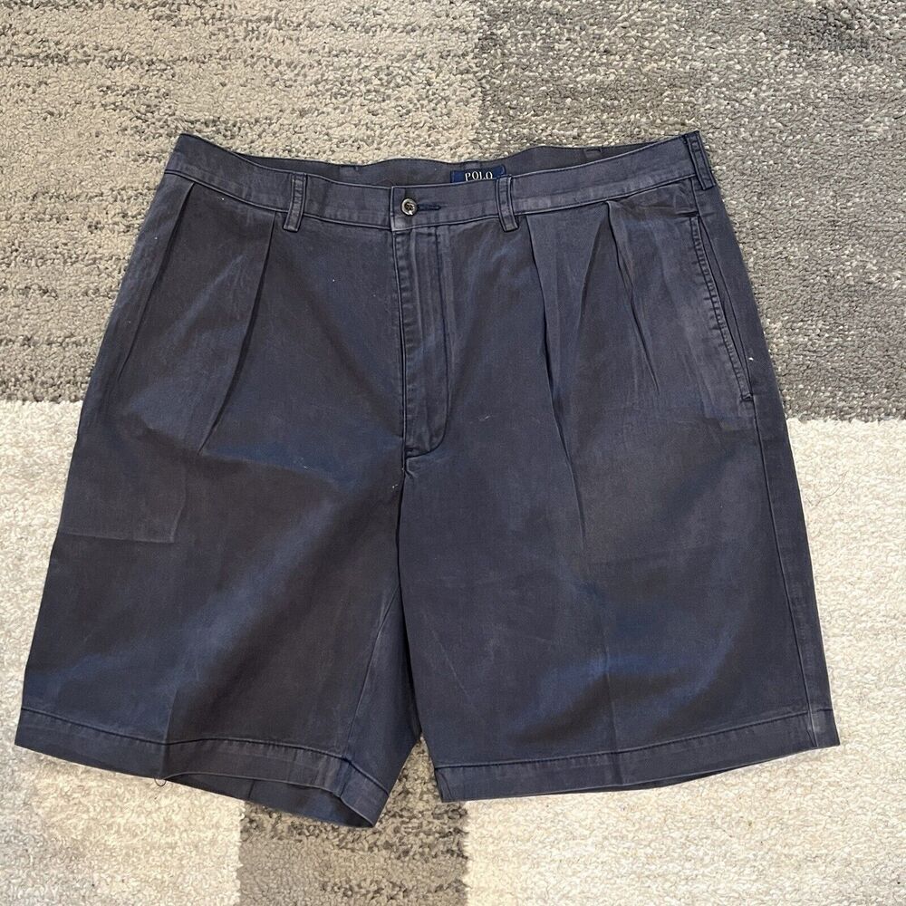 Polo Ralph Lauren Shorts Mens Sz 40 Gray Pleated Cotton Classic Fit Chino